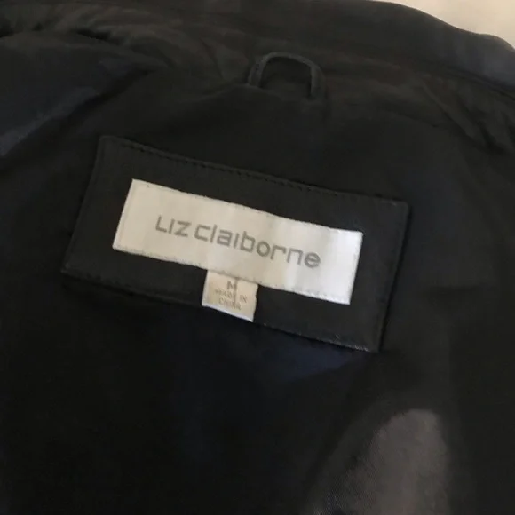 HOST PICK Liz Claiborne Black Leather Jacket w/zipper closure tiny blemish Sz. M - Picture 10 of 11
